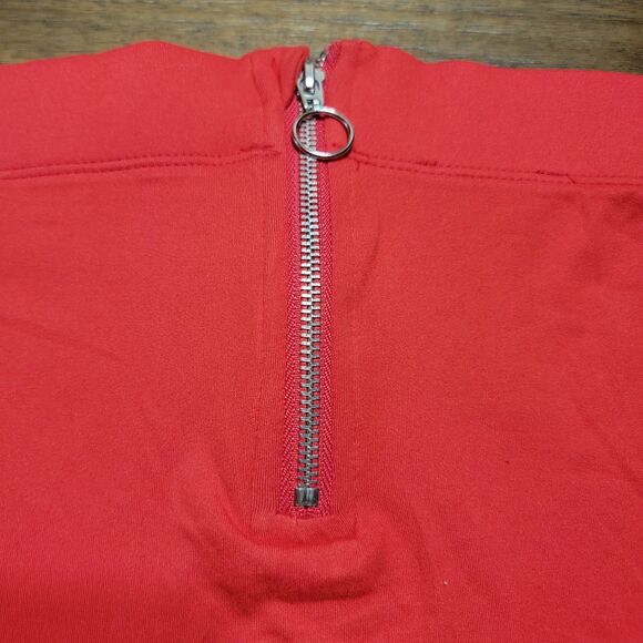 Joe Boxer Quarter Zip Mini Skirt Cotton Red w/ White Stripes - Size Jr Large NWT - Picture 4 of 7